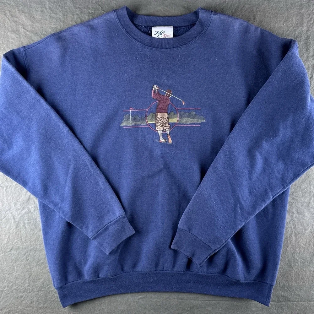 Vintage Golf Sweatshirt Embroidered Golfer Crewneck Pullover XL 90s